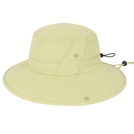 Bob en maille respirante à séchage rapide, protection solaire UPF, large bord, coupe-vent, avec cordelette, idéal pour la randonnée et la pêche.