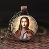 Христианское ожерелье-подвеска с Девой Марией, украшения веры, надежды, любви, религиозные подарки для женщин, подвеска-ожерелье с драгоценным камнем времени