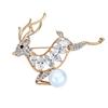 Women Girls Fashion Jewellery Refined Brooches Elk Modelling Rhinestone Trim Dress Hat Breastpin for Xmas Gift
