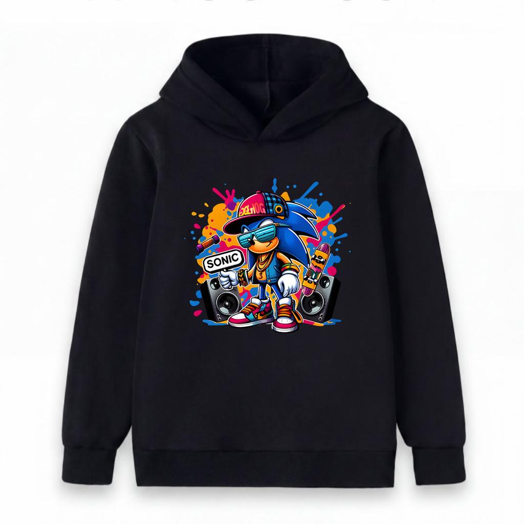 Kids Boys Girls Casual Crewneck Hoodie, Trendy Hip-hop Street Style Cartoon Hedgehog Graphic Print Pullover Sweatshirt, Soft Long Sleeve