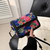 Ethnic Style Big Flower Small Square Women'S Bag Trendy Fashion Printed Messenger Bag Shoulder Bag