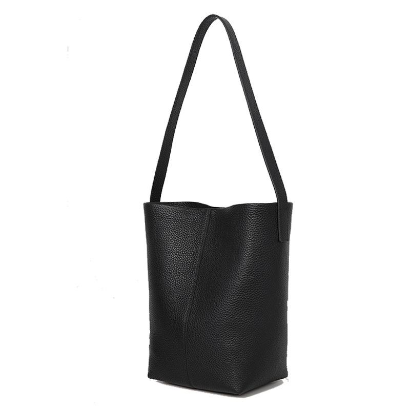 Bucket Bag, Leather Top Layer Bag, Women's Bag, Tote Bag, Large-capacity Single-shoulder and Underarm Bag