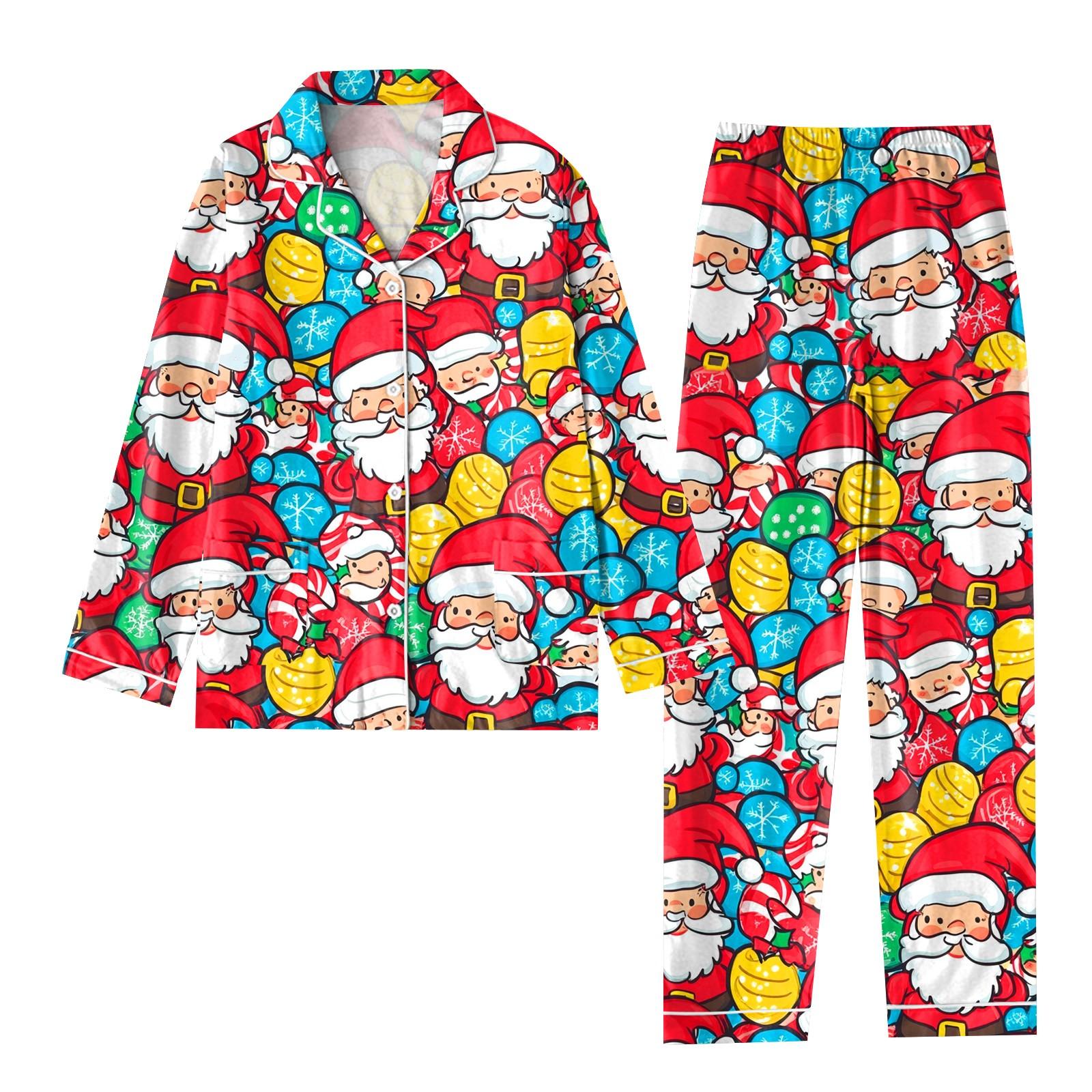 

Детский рождественский костюм из 2 предметов с принтом, топ с длинными рукавами и застежкой на пуговицы, широкие брюки, комплект пижамы, домашний повседневный костюм 6 красный