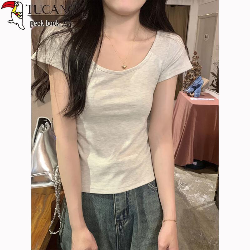 Woodpecker Women's Double U-Neck Slim Fit Cotton T-Shirt