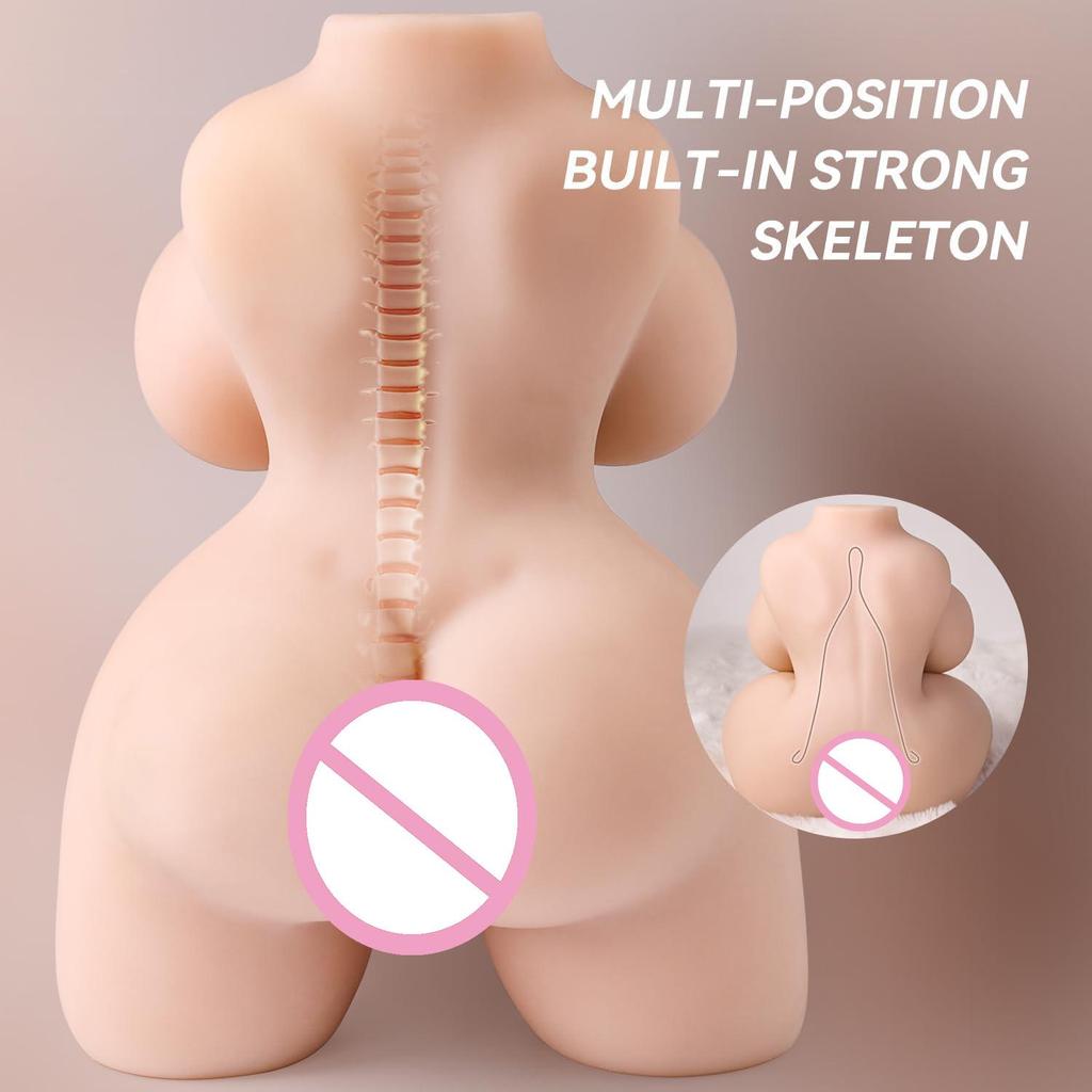 3D Realistic Sex Doll Male Masturbator with Realistic Boobs Vagina, Dual Channel Pussy Pussy Ass Masturbator Toys