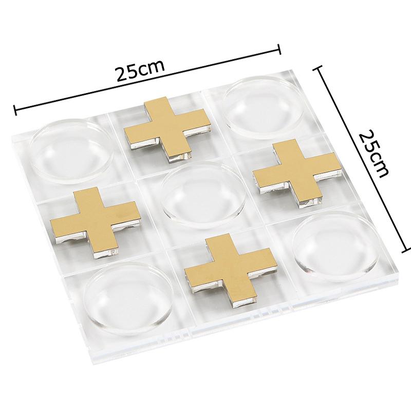 Прозрачный акриловый крестики-нолики шахматная доска геометрическое произведение искусства украшения настольное украшение шахматные фигуры казуальные шахматные игры золотистый
