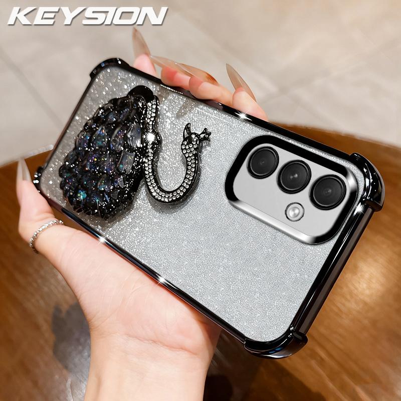 KEYSION Custodia in TPU Placcato Antiurto per Samsung A55 5G A35 A25 A15 Cigno Brillante Gioiellato Supporto Posteriore per Galaxy A05S