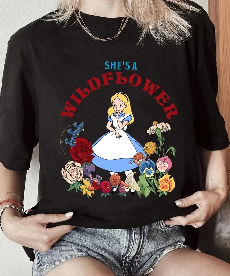 Alice In Wonderland Shes A Wildflower Cute T Shirt Unisex 3 S