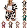 Women's Casual Vacation Printed Open Front Cardigan and Shorts Set Lightweight Summer Two Piece Outfit for Daily Wear and Outdoor Activities