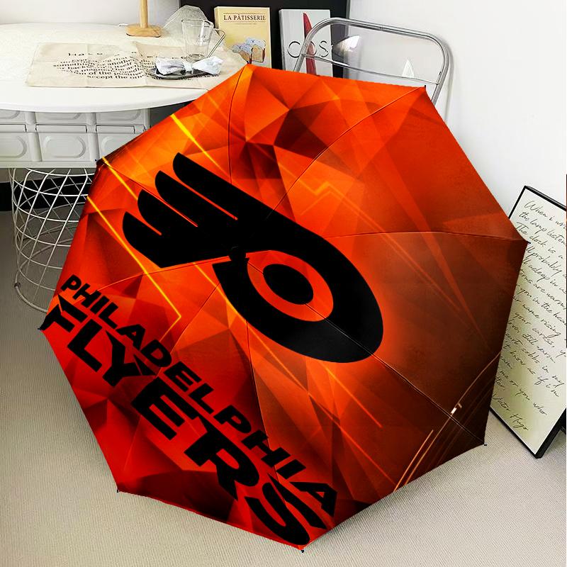 Flyers Hockey Logo Art Umbrella Folding umbrella, automatic umbrella 8-Frame for Travel, camping Use Gift for Halloween Christmas
