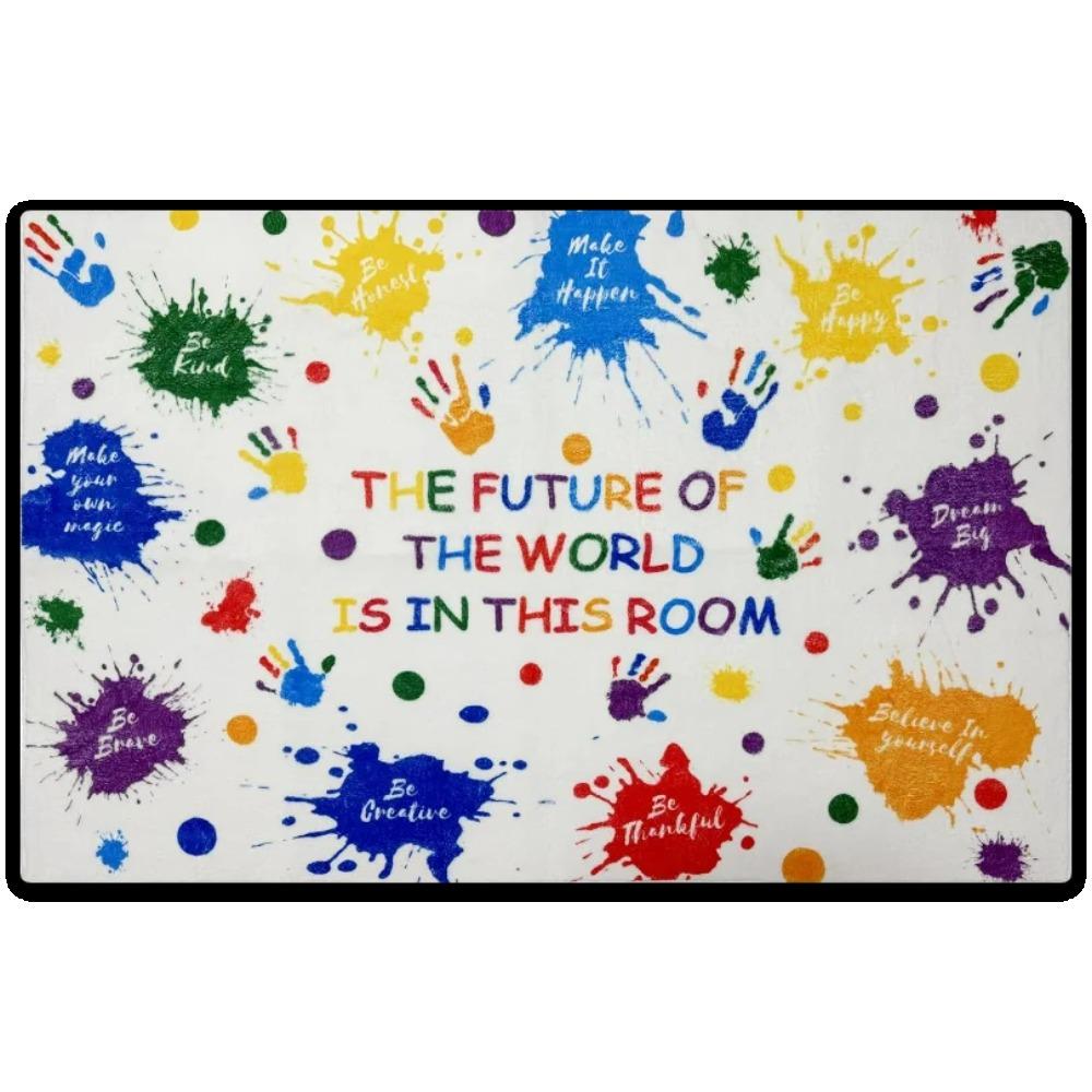 Colored Handprint Interactive Floor Mat Living Room Sofa Rug Nursery Kid's Play Mat Bedroom Rug Parent-child Activity Rug