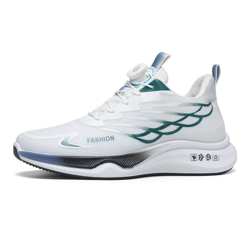 Men’s Summer Mesh Breathable Running Shoes with Rotating Buckle, Height-Boost, and Shock Absorption