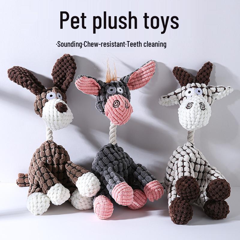 Pet Plush Toy: Chewing Monkey, Lion, and Elephant with Interactive Sound