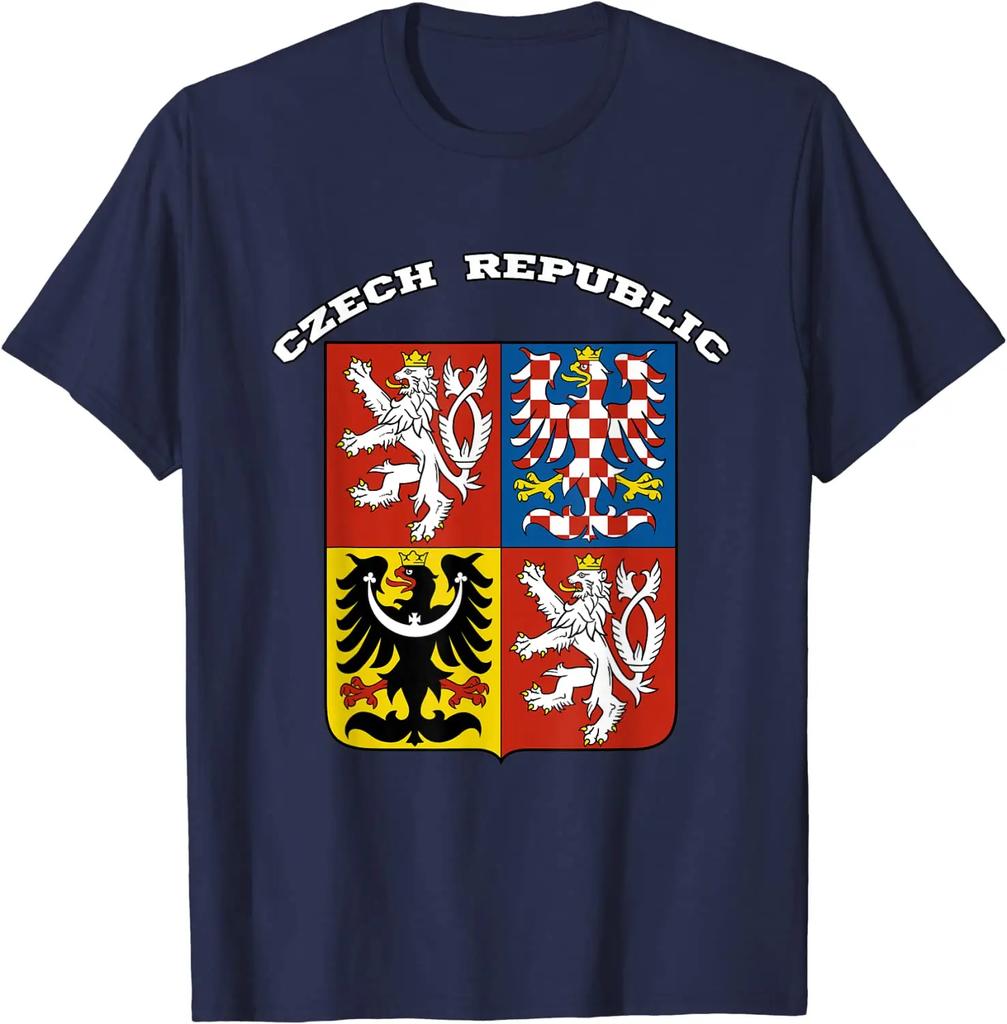 Czech Republic Coat of Arms Flag Men TShirt Short Sleeve Casual 100 Cotton ONeck Summer Shirts