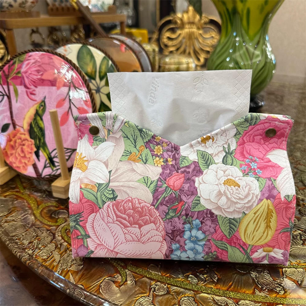 PU Leather Napkin Holder Tissue Bag Foldable Paper Organizers Box