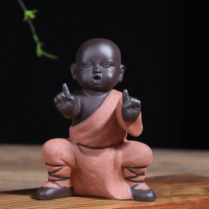 Chinese Style Decoration Decoration Kung Fu Little Monk Furnishings Living Room Study Tea Desktop Crafts Sand Pottery Tea Pet