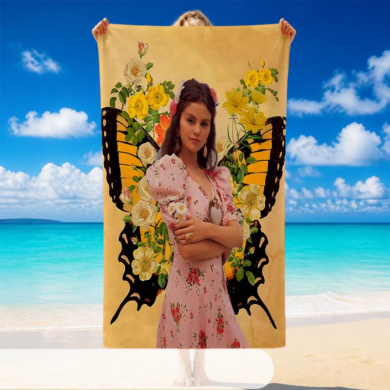 Quick Dry Beach Towel Selena Gomez Pattern, Lightweight Absorbent Towel for Pool Beach Vacation Use