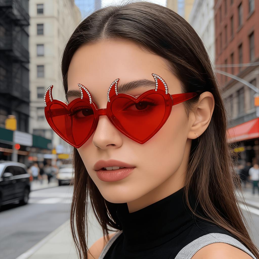1Pc Women'S Beach Vacation Glasses, Unique And Stylish Devil-Elegant Fashion Glasses, Suitable For Outdoor Travel, Parties, Vacations, Outfit