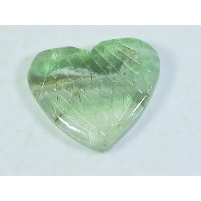 41Cts.Natural Fluorite Carving Heart Shape Cabochon Loose Gemstone 29X25X6MM B-119
