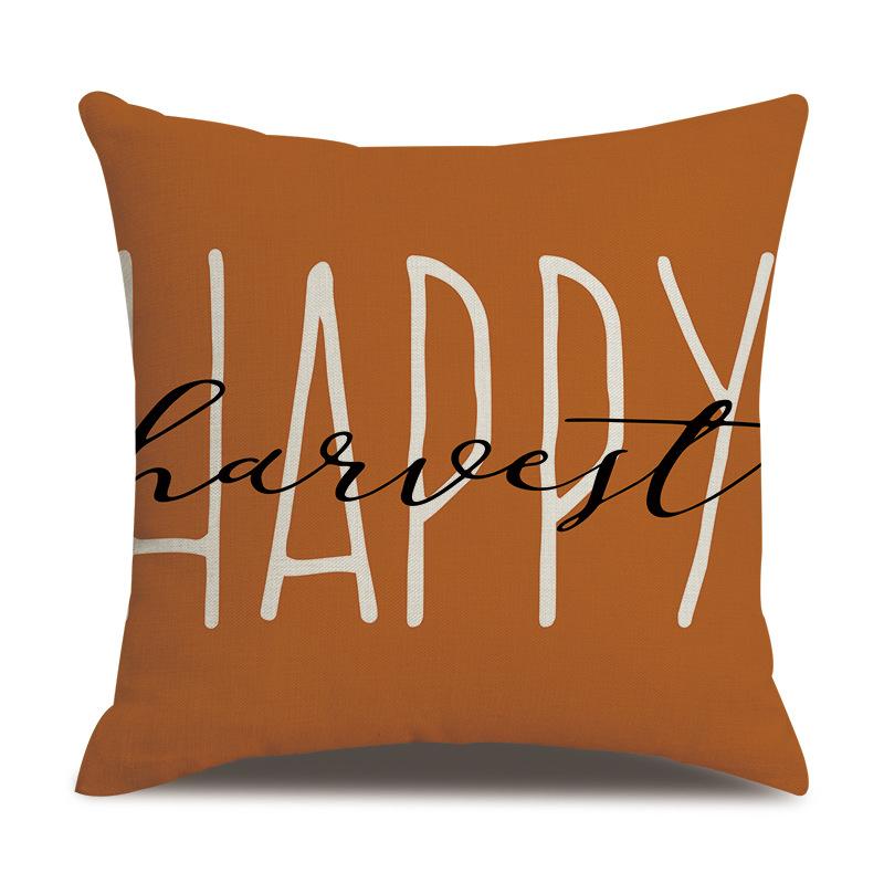 Thanksgiving Linen Pillowcase Autumn Pumpkin Print Pillow Cushion Cover