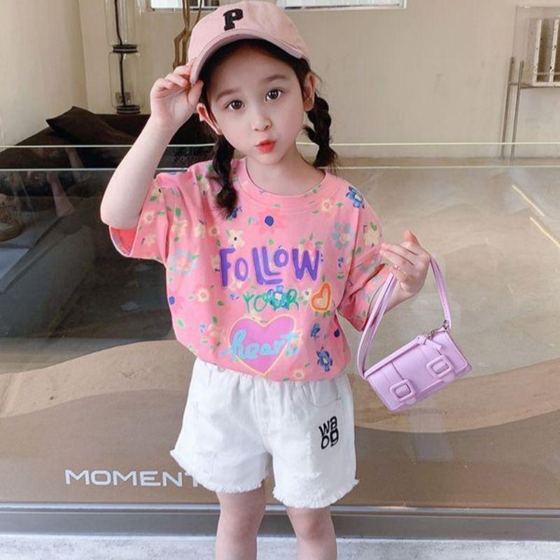 Girls Summer Short Sleeve T Shirt Cute Casual Basic Tee Kids Comfortable Top For Girls