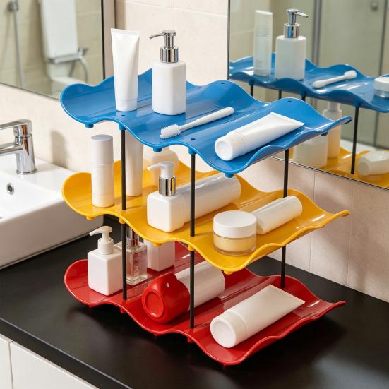 Wave Board Water Cup Holder, Vertical Storage Space Saving Design, Stable Assembled Wave Slot Easy Access Kitchen Organizer