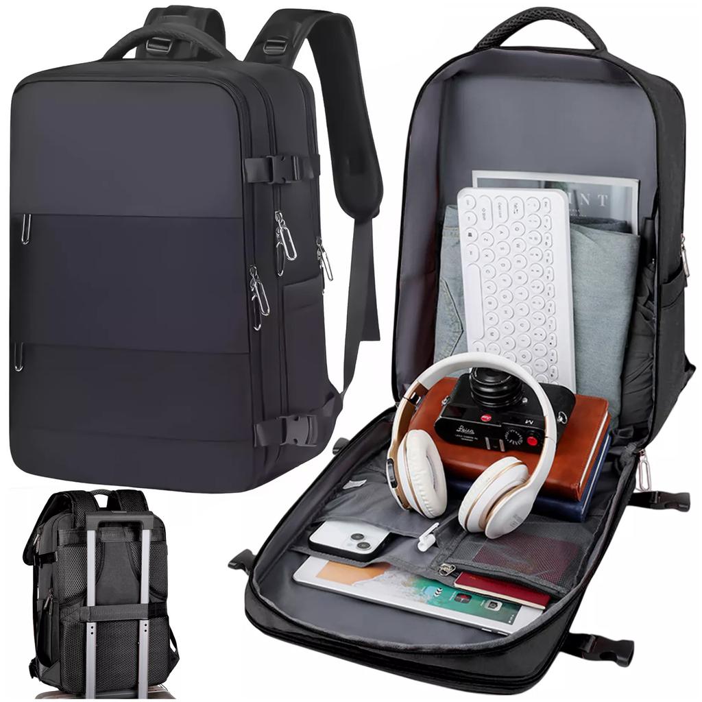 Men's Women's Travel Laptop Backpack for Suitcase Luggage for Plane Work School 45X30X20Cm Alogy Unisex Black