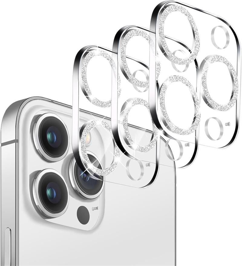 

3 шт. Защитная пленка для объектива камеры Bling Glitter Diamond для iPhone 15 14 13 12 11 Pro Max Mini Plus 15Pro I15, закаленное стекло, полное покрытие For iPhone 11Pro Max серебряный
