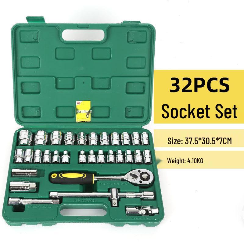 32-Piece Socket Wrench and Ratchet Set for Automotive Repair