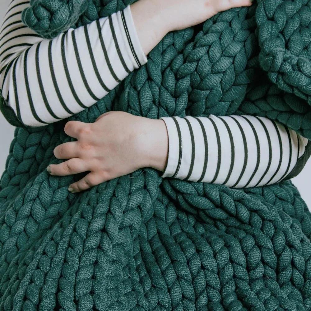 Большое бесшовное хлопковое гравитационное одеяло с пряжей — фото 5