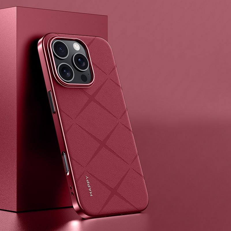 

Plain Leather + Camera Lens Protection Case For iPhone 16 Pro Max 16 15 Pro 14 Pro iPhone 13 Pro Slim Good Texture Cover For iPhone15 Pro Max