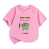 Kids Boys Girls 100% Cotton O-neck Short Sleeve T-shirt, Funny Cartoon Van Adventure Characters Print Casual Summer Soft Breathable Tee for Children D