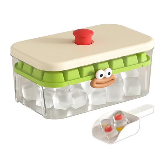 

Ice Tray Mold with Ice Shovel And Storage Bin Stackable 28/56 Grids Ice Cube Tray Push Button Ice Maker for Cocktails Whiskey Drinks C