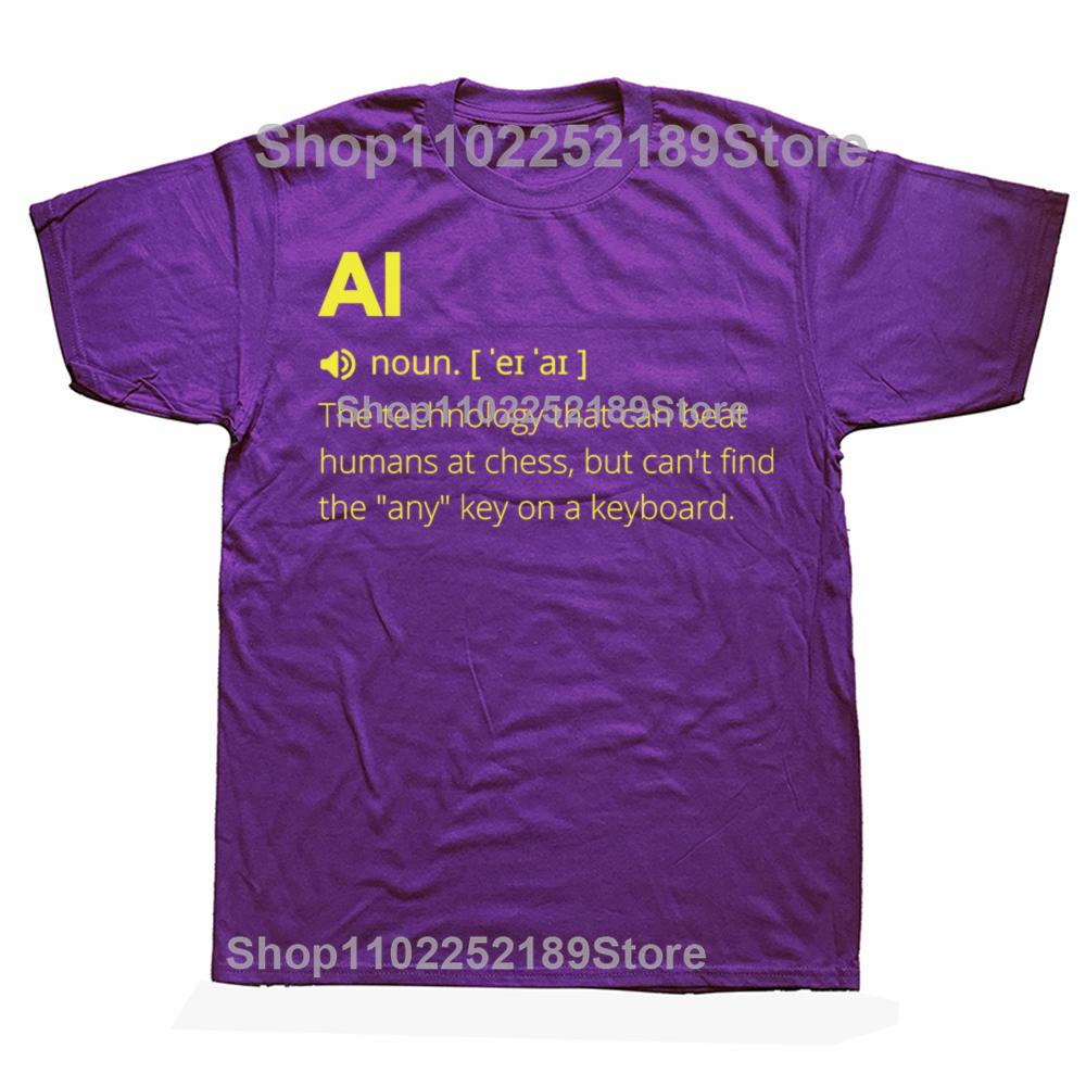 Funny AI Definition Artificial Intelligence T-shirts Men Women's Fashion Casual Tshirt 100% Cotton Loose Oversized T Shirt