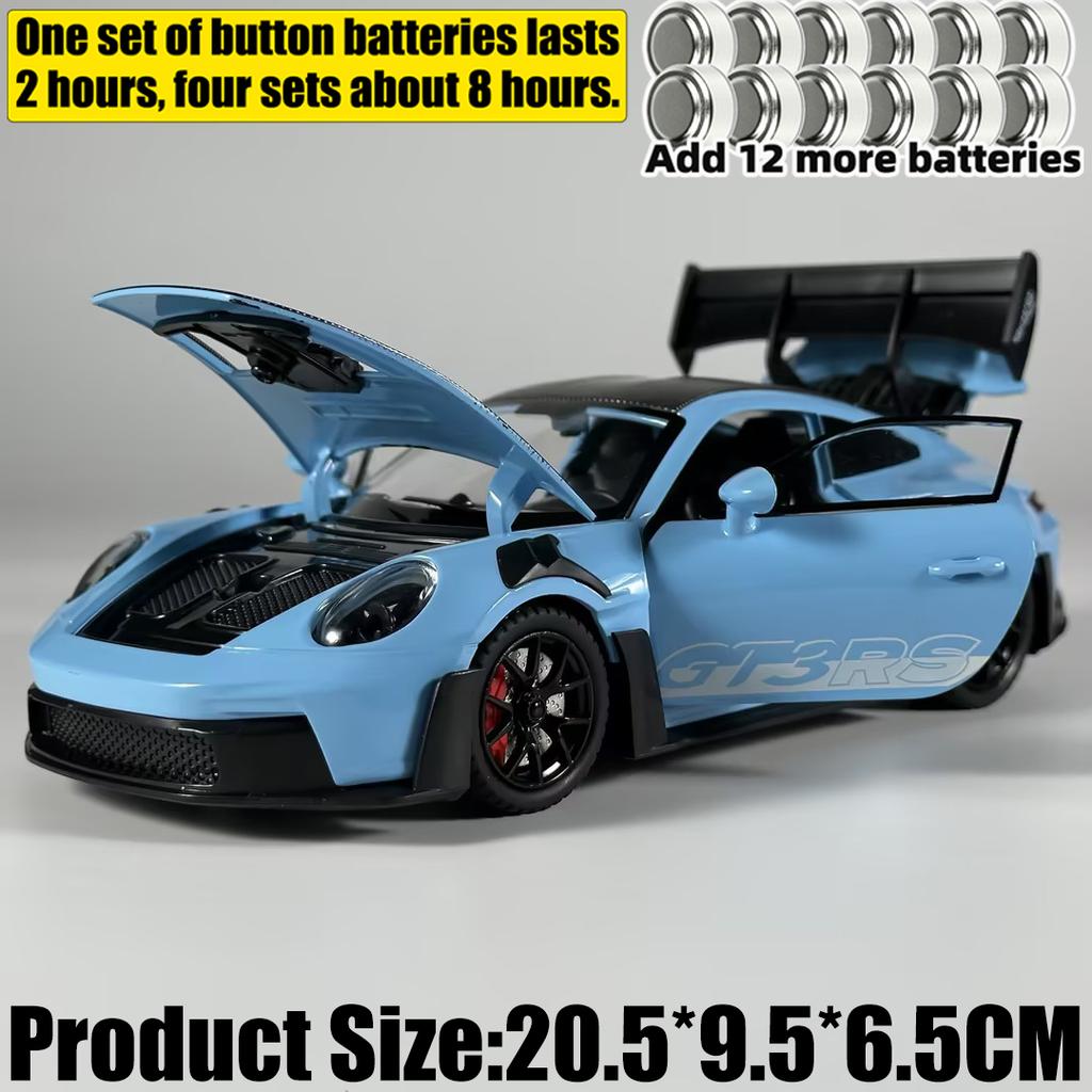 1:24 Porsche 911 GT3 RS 992 Generation GT Sports Car Alloy Metal Diecast Model Car Sound & Light Pull Back Toy Collectibles Gift