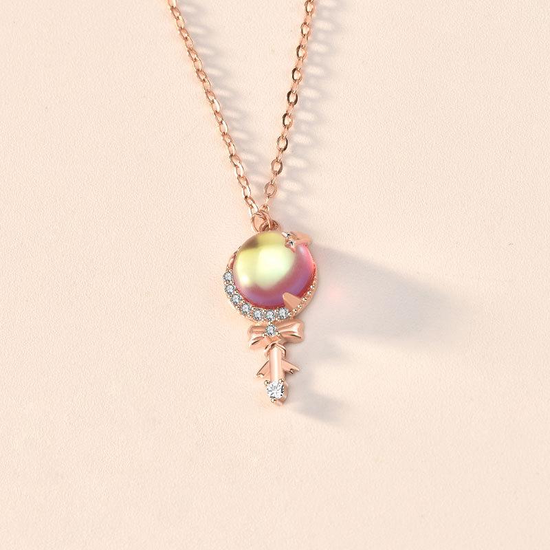 Original S925 Sterling Silver Fairy Stick Necklace Female Personality Fashion Clavicle Chain Pendant Jewelry