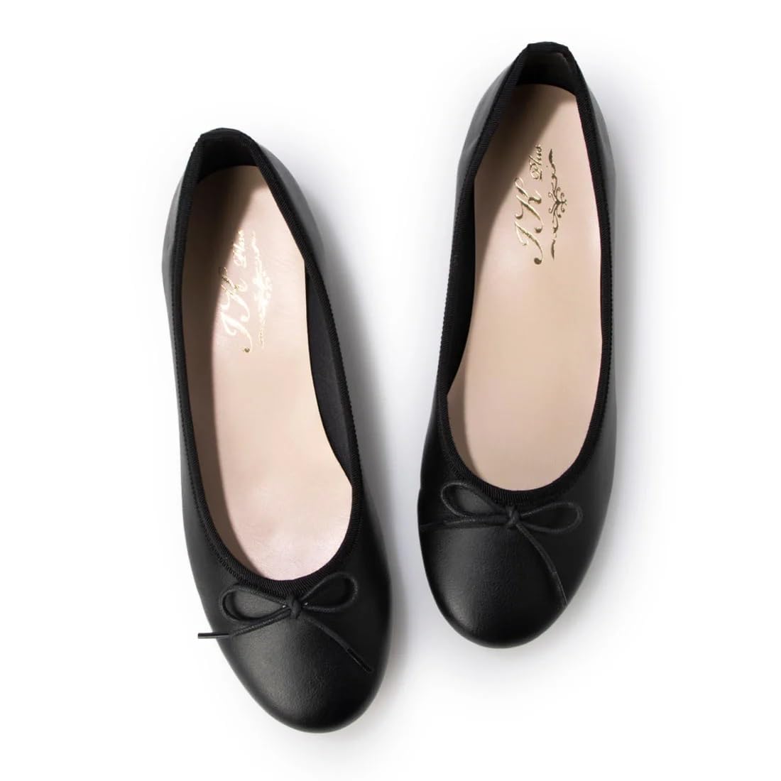 

IK Plus Women s Round Toe Ballet Flats, Size 23, Black/Brown Sole, 22.5 cm, 3E