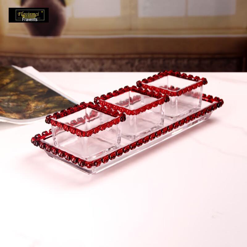 Flavinmci French Style Divided Glass Snack & Salad Dish