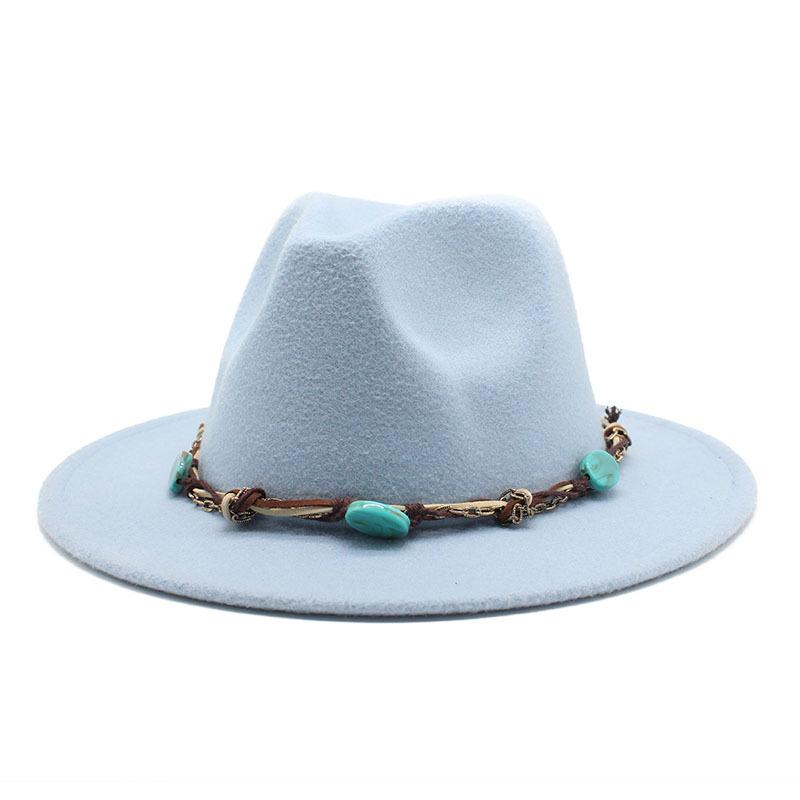 Emerald Western Region Style Top Hat Resin Accessories Jazz Hat Woolen Felt Hat