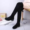 2024 Ladies Shoes Square Low Heel Women Over The Knee Boots Black Round Toe Woman Motorcycle Boots Dfc45