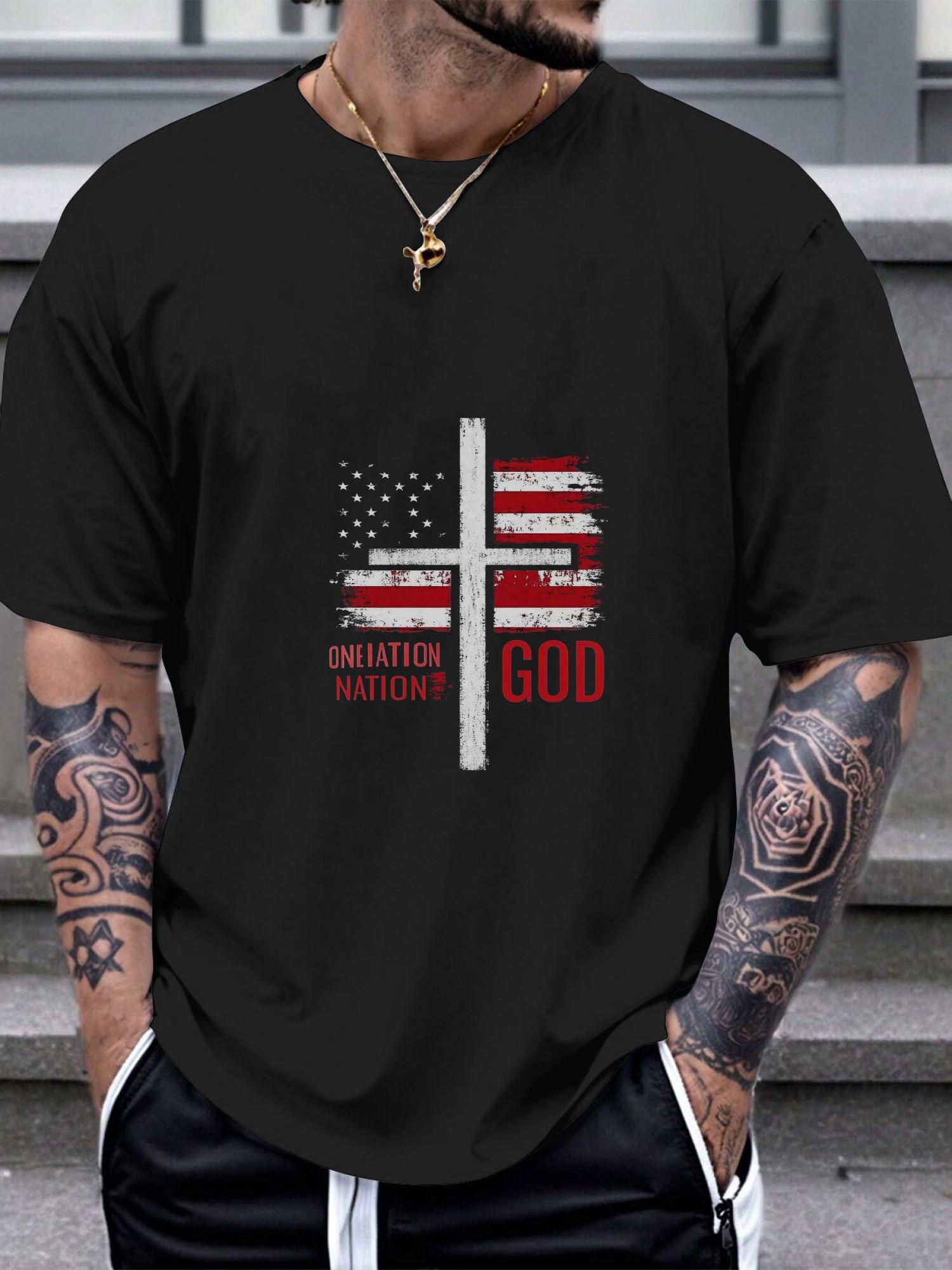 1pc American flag patriotic Christian T-shirt M