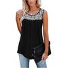 Women Sleeveless Leopard Active Tank Tops Ruffle Loose Tunic Blouse Shirt Vest