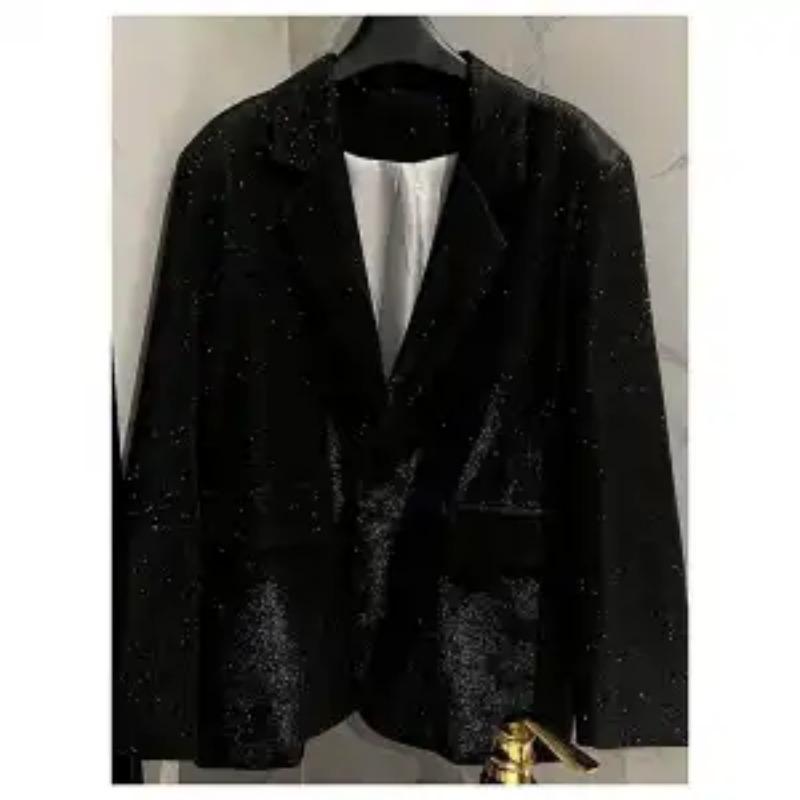 Autumn Women's Glitter Blazer Casual Loose Fit Sparkly Party Suit Jacket