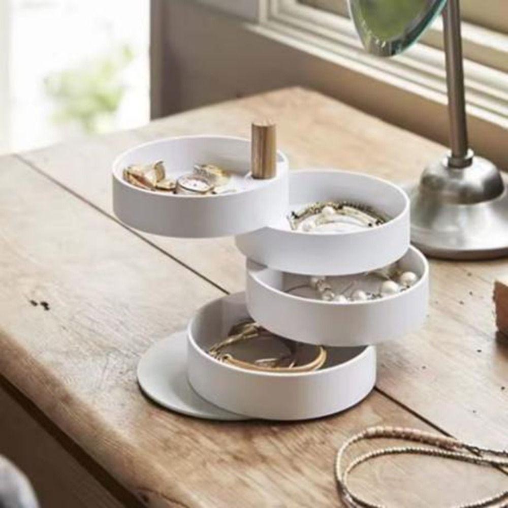 Plastic 4 Layers Jewelry Storage Box Velvet Lined Necklace Case Desktop Storage Box Birthday Gift