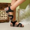 Fashion 2025 New Buckle Strap Wedge Sandles Brand Design Chunky Platform  For  Summer Woman Rivet Thick Sole Gladiator Shoes
