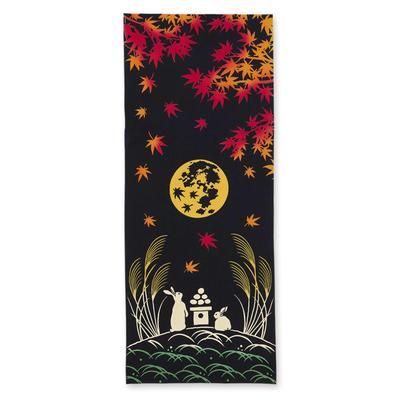 Toalha Miyamoto Miyamoto Kenema Tenugui Mão Folhas de Outono Colheita 35 x 90 Fabricado no Japão Toalha Tingida Chū, Lua, Aprox.. cm,