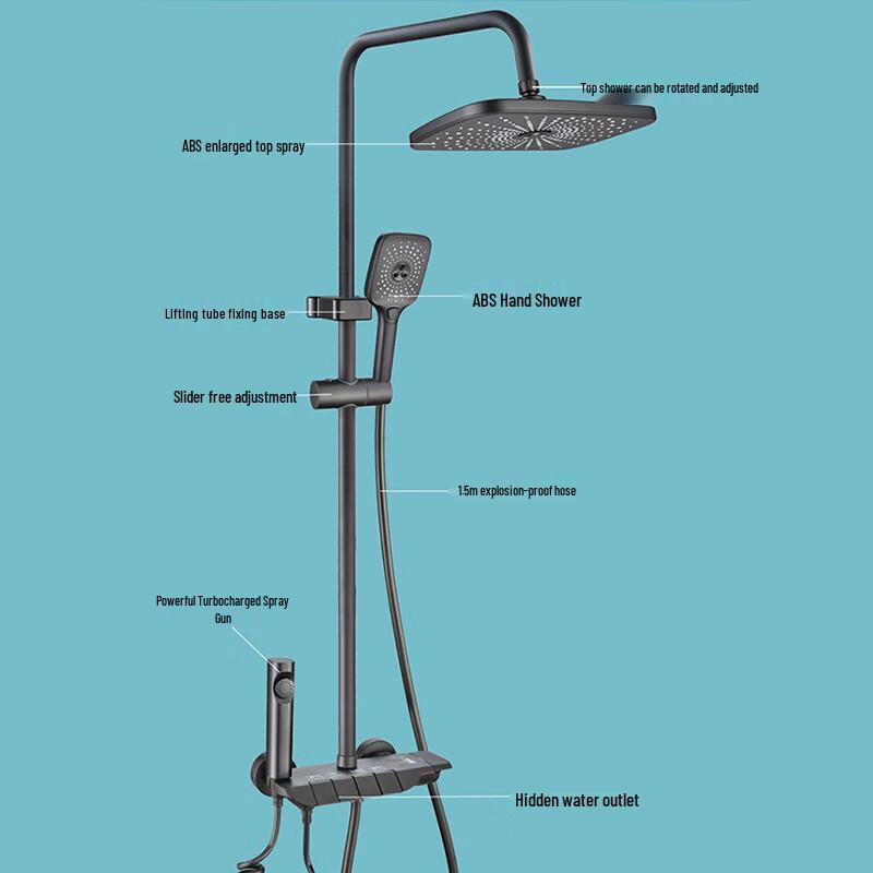 Jingulao Klaviertasten Elegantes Schwarzes Duscharmatur-Set