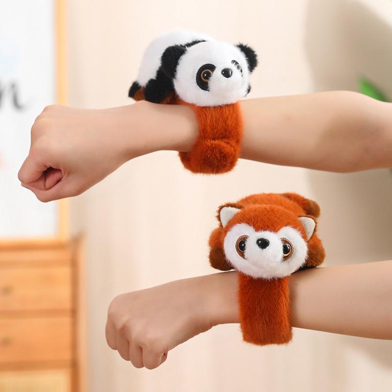 Cute Cute Animal Flipped Fox Turned Into Puppy Dog Snapping Circle Plush Toy Panda Bracelet Doll