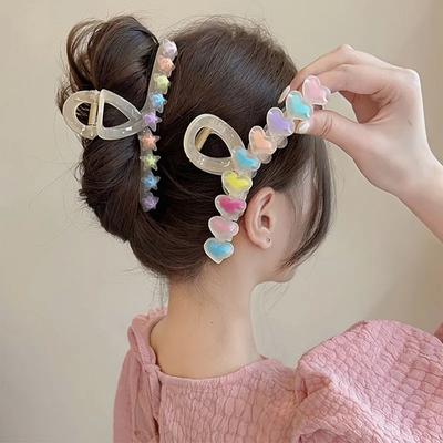 Spona do vlasů Y2k Colorful Resin Love Star Sponky do vlasů Duha Candy Jelly Srdce do culíku Spona do vlasů Korejský žralok