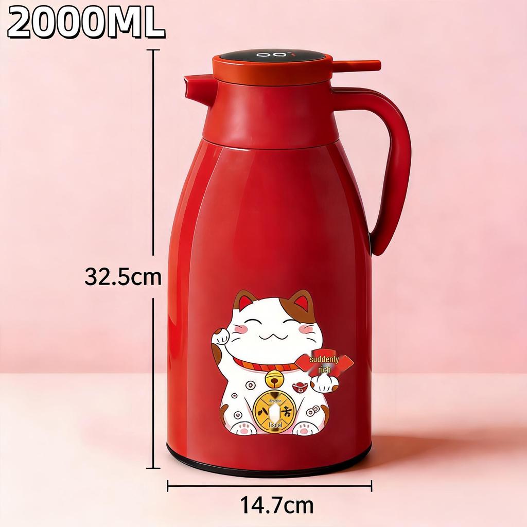Large Capacity 2L Insulated Water Bottle with Digital Display - Portable and Ideal for Hot or Cold Beverages.